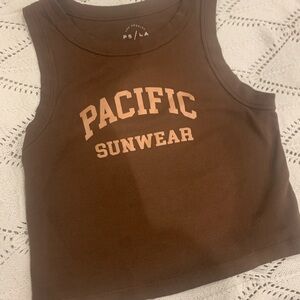 PacSun Brown Tank Top with Tan Lettering
